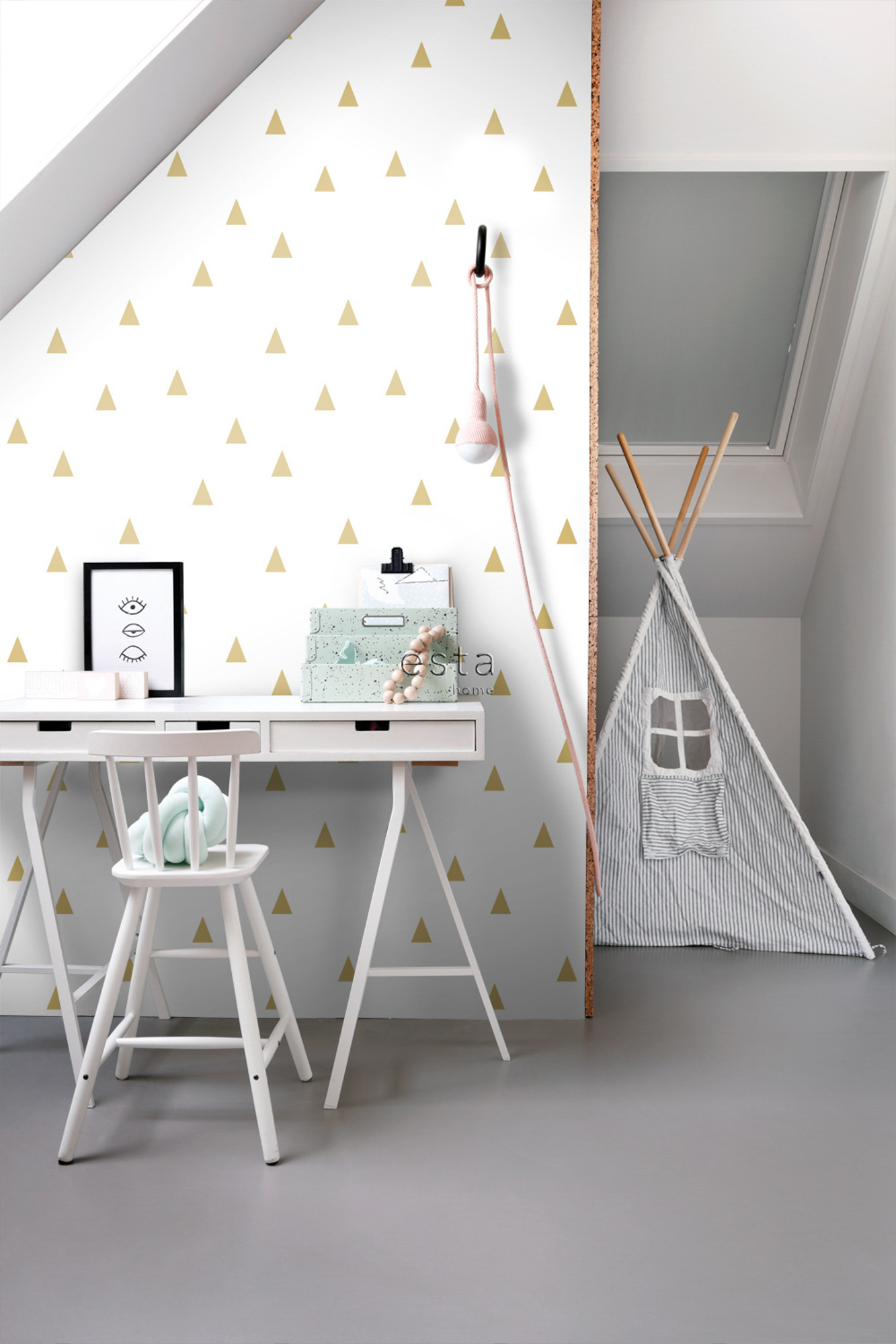 Dreieck Tapete Scandi gold weiß Vlies 138943