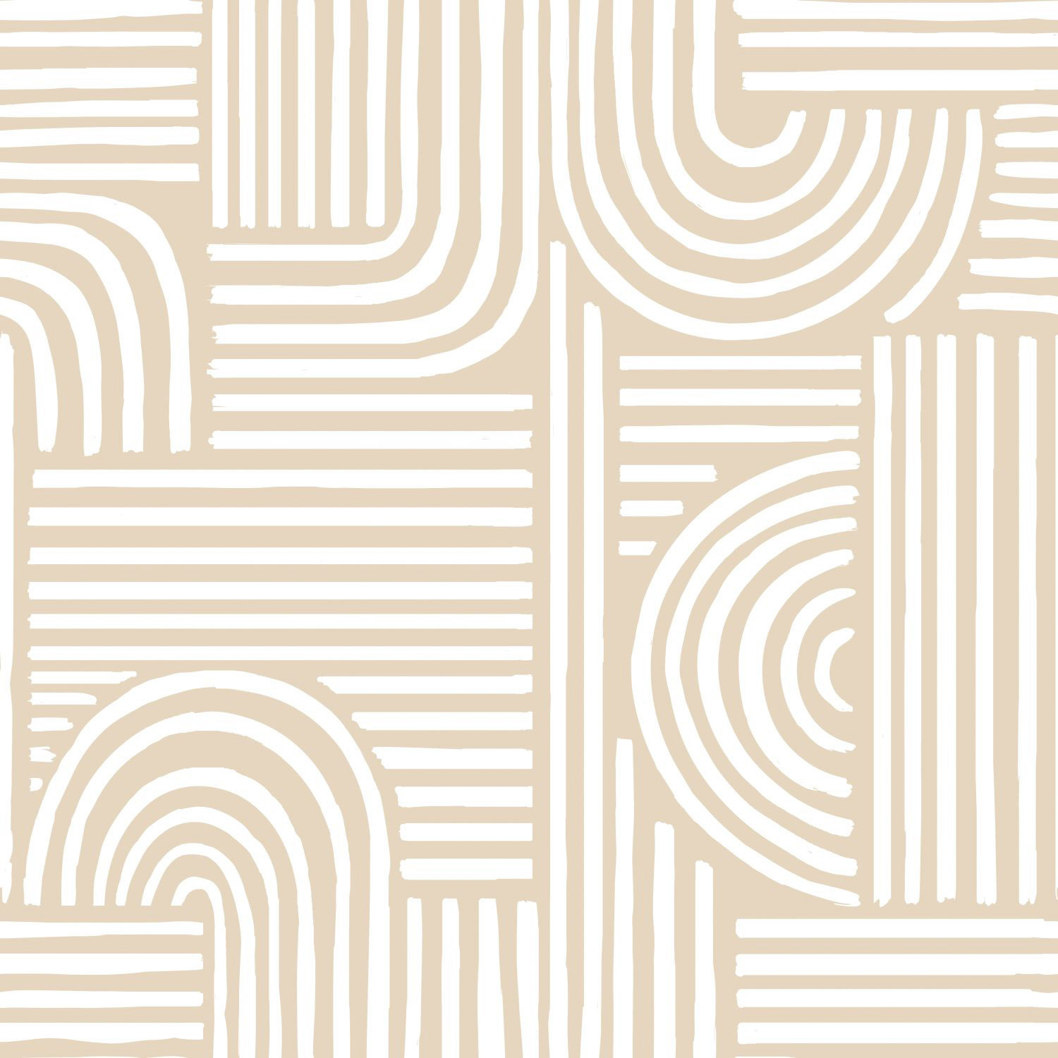 Geometrische Ethnomuster Vliestapete Vierecke zart beige