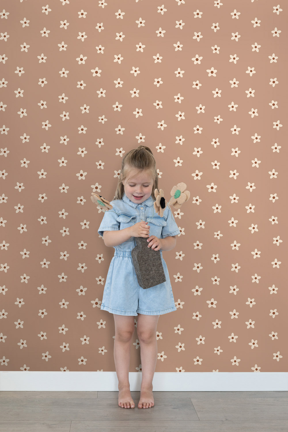 Vintage Blumentapete Vlies Gänseblümchen Pom Pom Pie beige