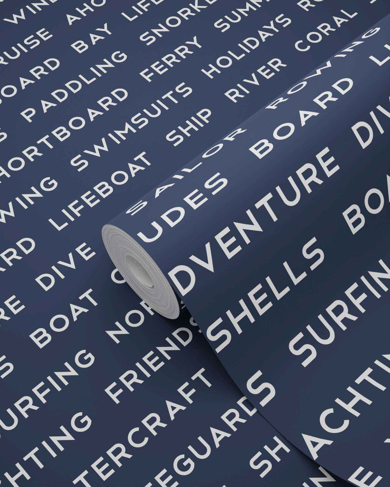 Beach Schriftzüge Tapete dunkelblau Vlies 138961