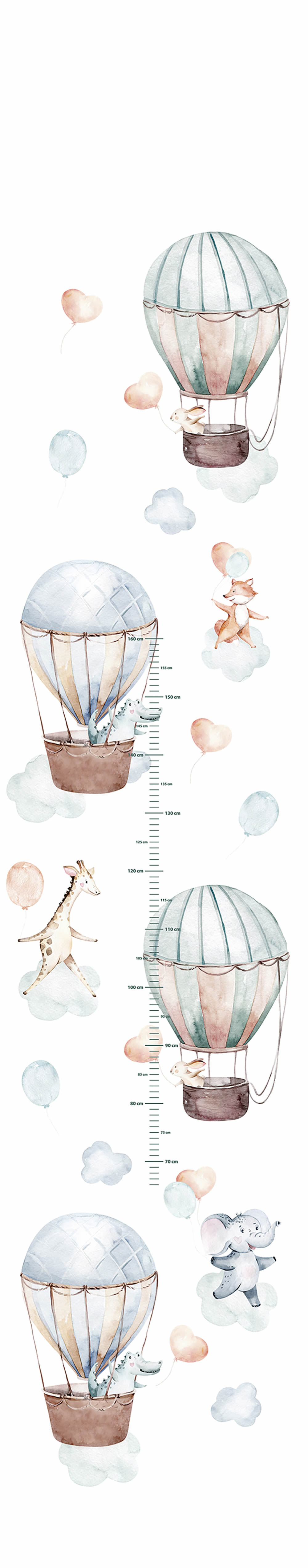 Giraffe und Heißluftballon Kindermesslatte Wandbild bunt Kids Walls 45867