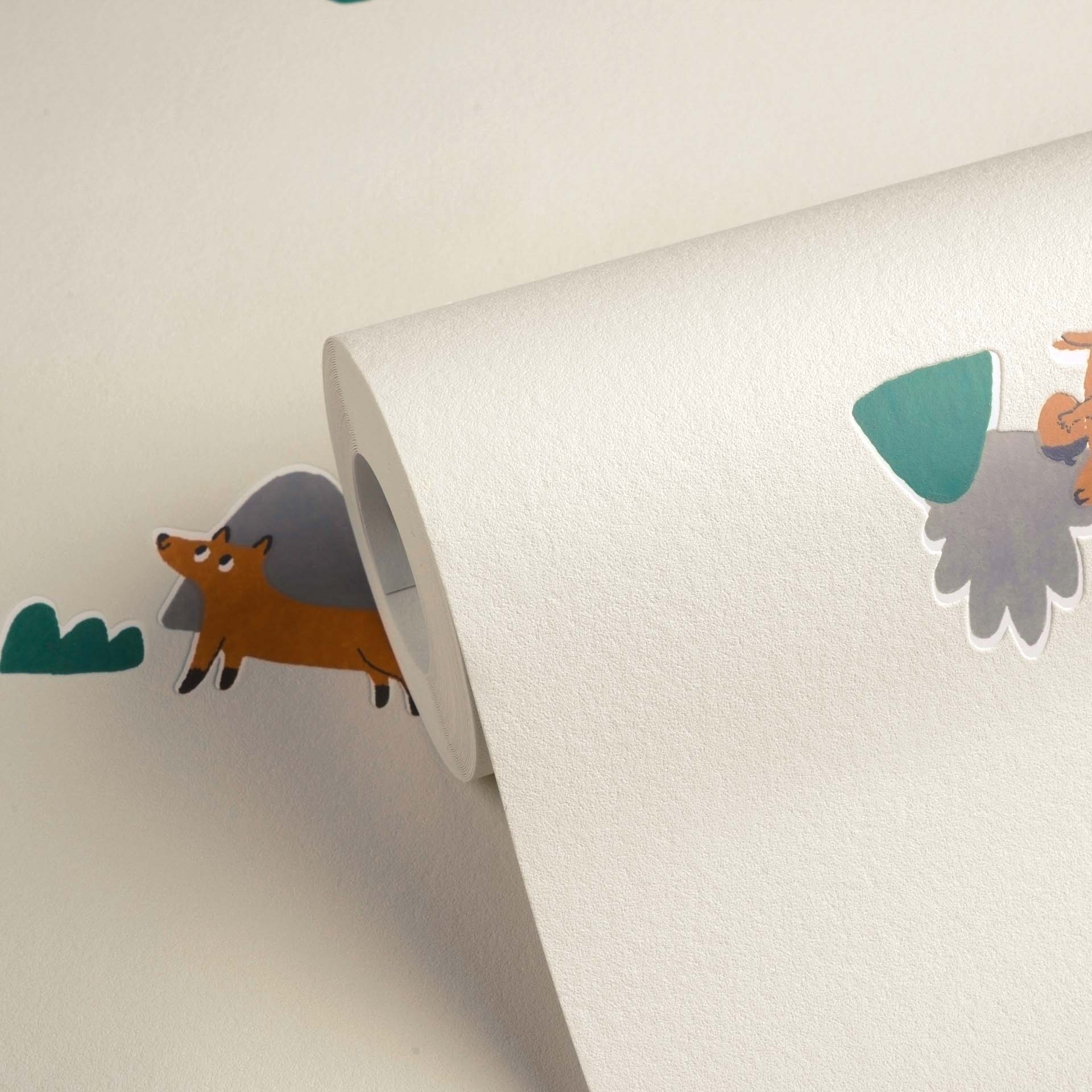Tapete Waldtapete Waldtiere Fuchs Eichhörnchen creme 792581