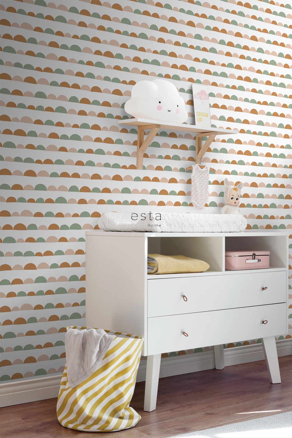 Tapete Halbkreise Scandi Vlies pastellfarben 139267