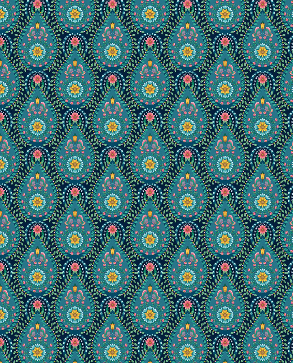Tapete Vlies Tropfen Dunkel-Blau Blumen Pip Studio 5 300153
