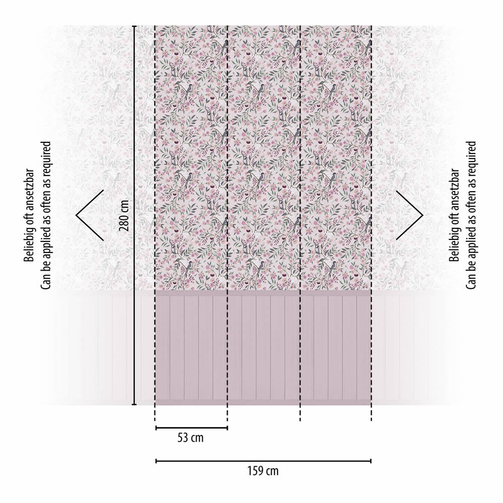 Wandbild Vlies oben Blumenmuster unten Holz Blüten rosa 770741-8-770741