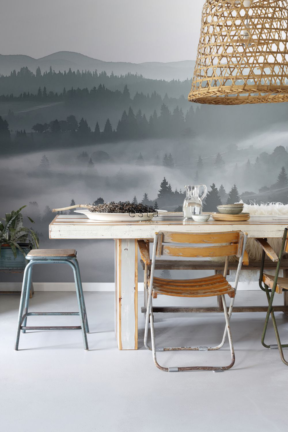Wandbild Nebelberge Landschaft grün 279 x 279 cm 158910