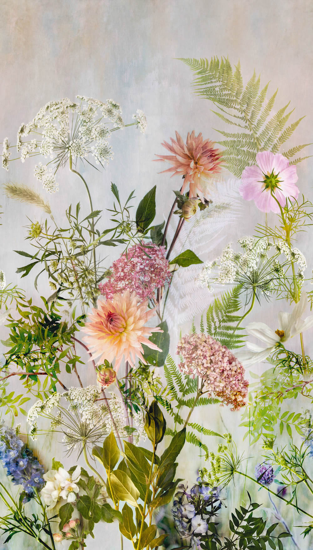 Florales Wandbild 159 x 280 cm Blumen 3 Bahnen ML2001