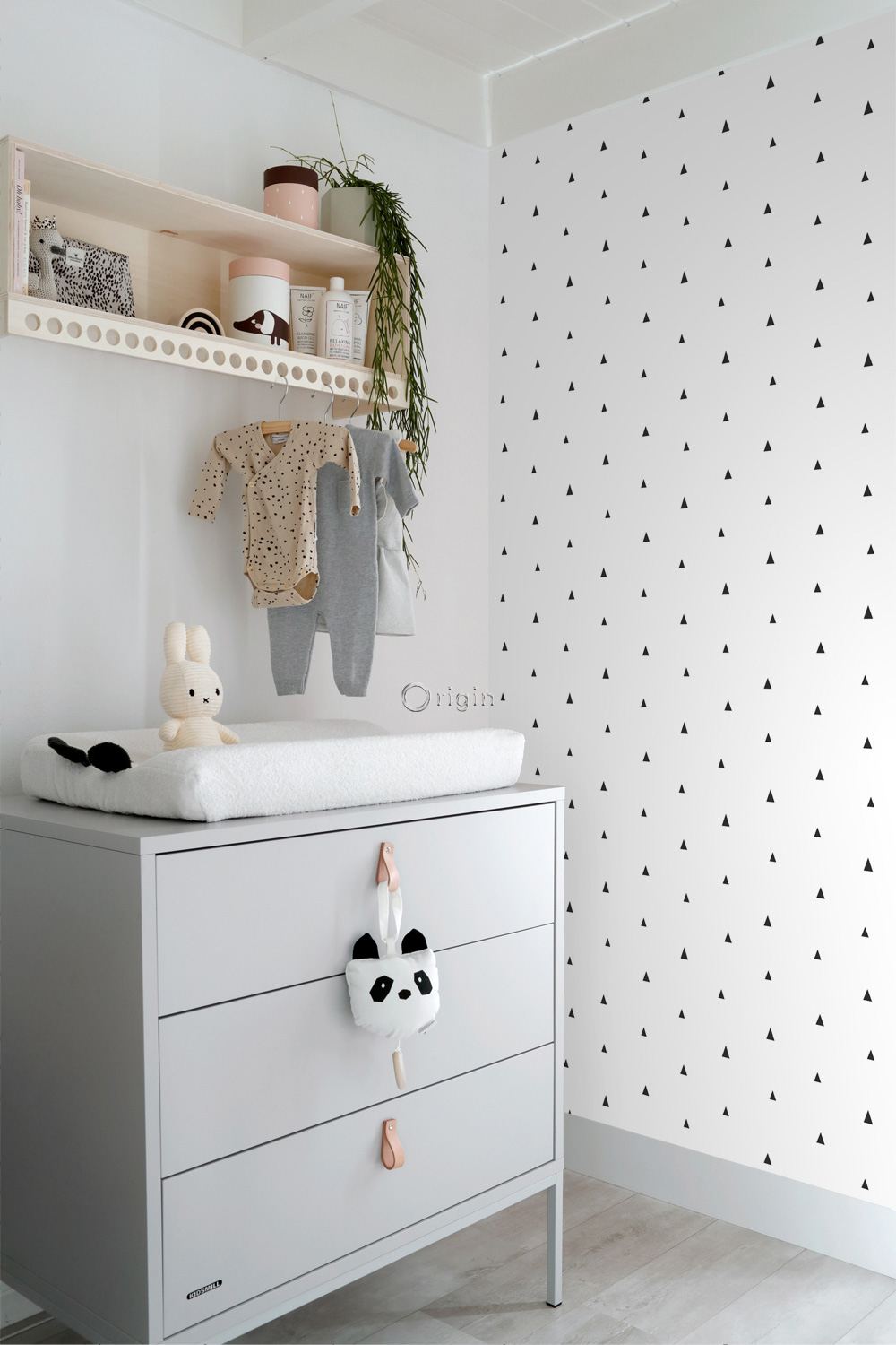 Tapete Vliestapete Dreiecke minimalistisch Scandi schwarz weiß 347681