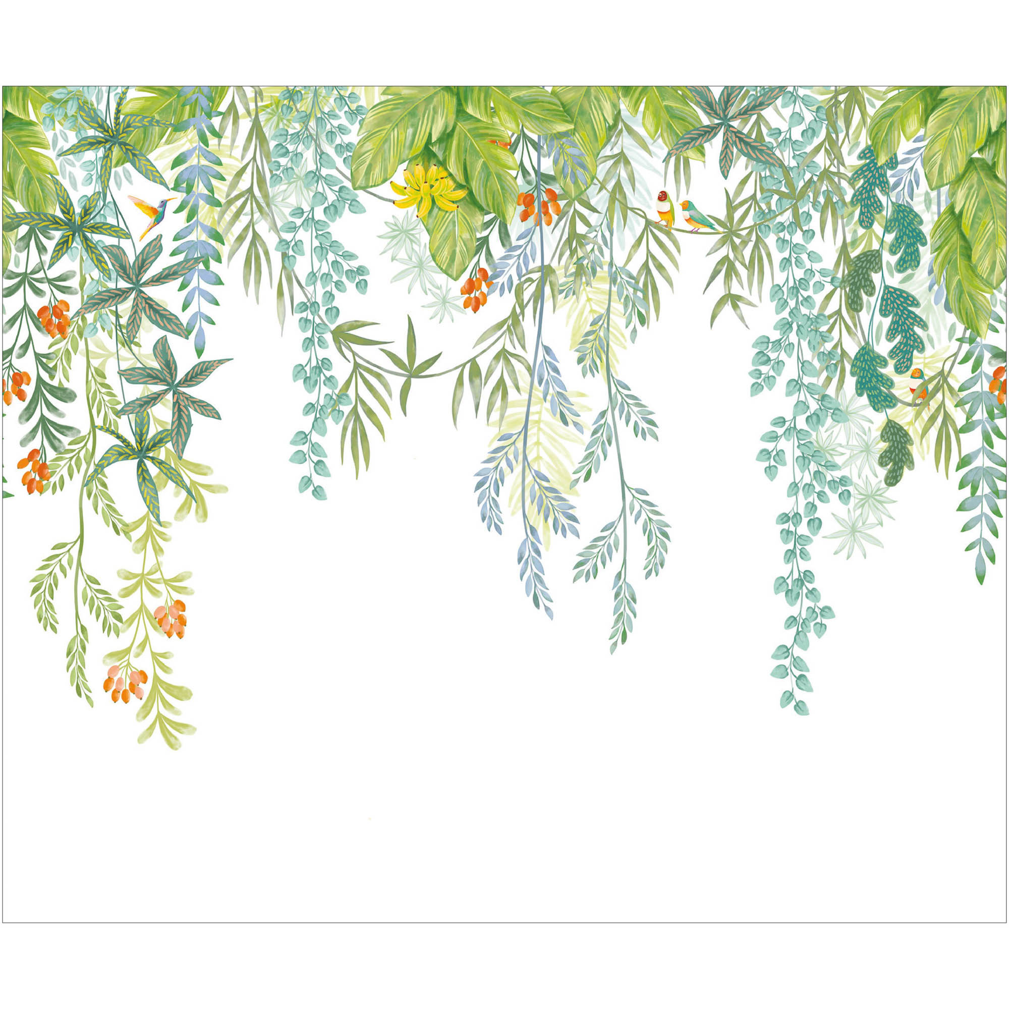 Wandbild S Ranken von oben exotisch Blumen 300 cm x 250 cm
