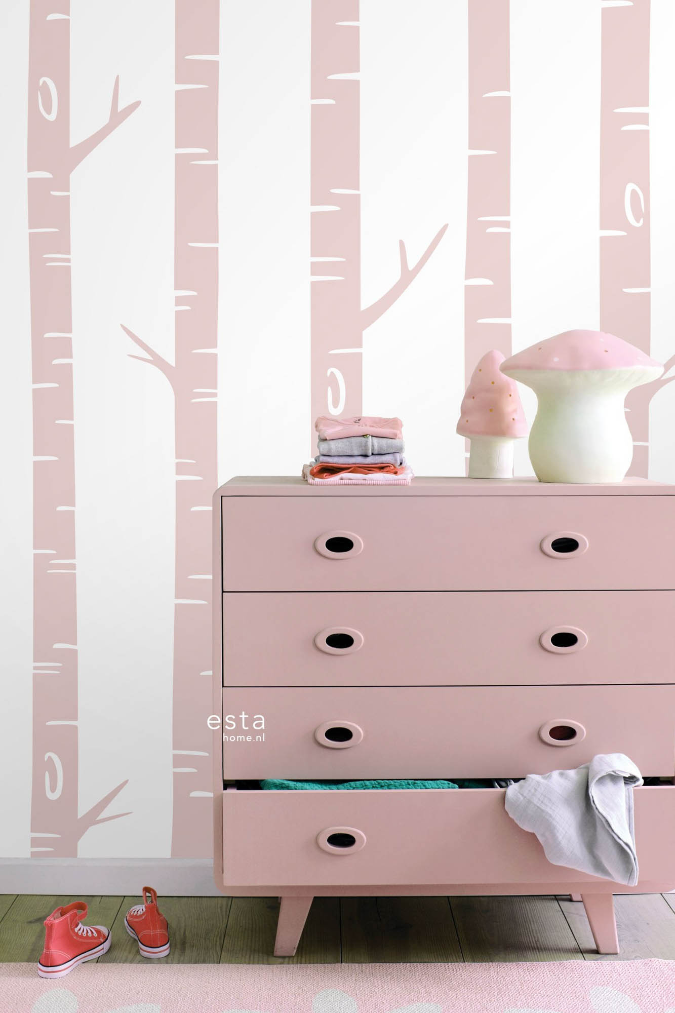 Wandbild Birkenstämme rosa 150 x 279 cm 158927