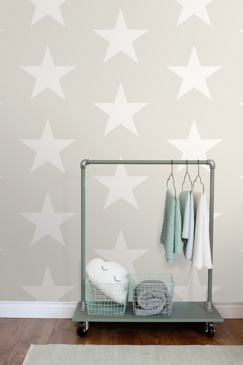 Beige Tapete Sterne Vlies