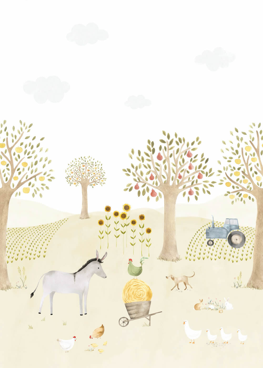 Village Tractor Mural Pastel Casadeco - Once upon a time OUAT88347103-36-OUAT88347103
