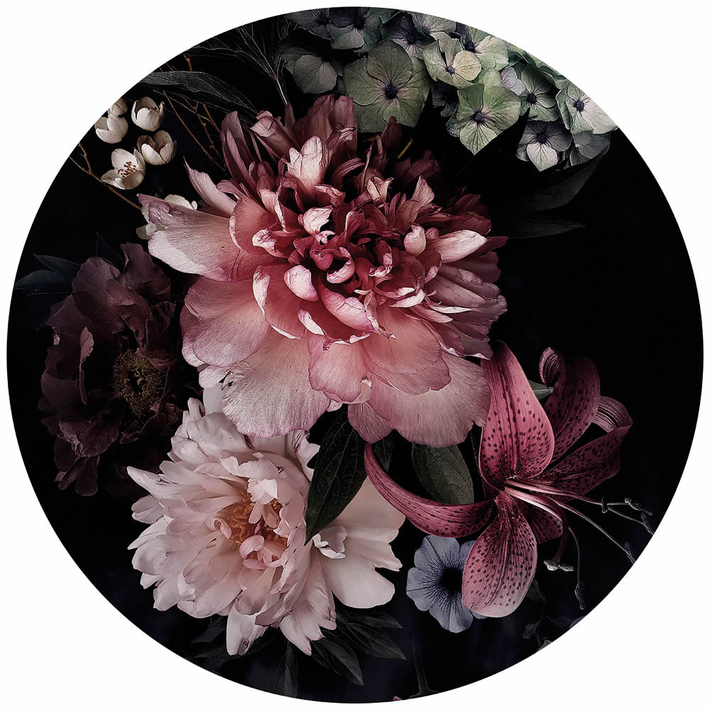 Wandbild Blumenbouquet Lilie Rose vorgekleistert 100 x 100 cm