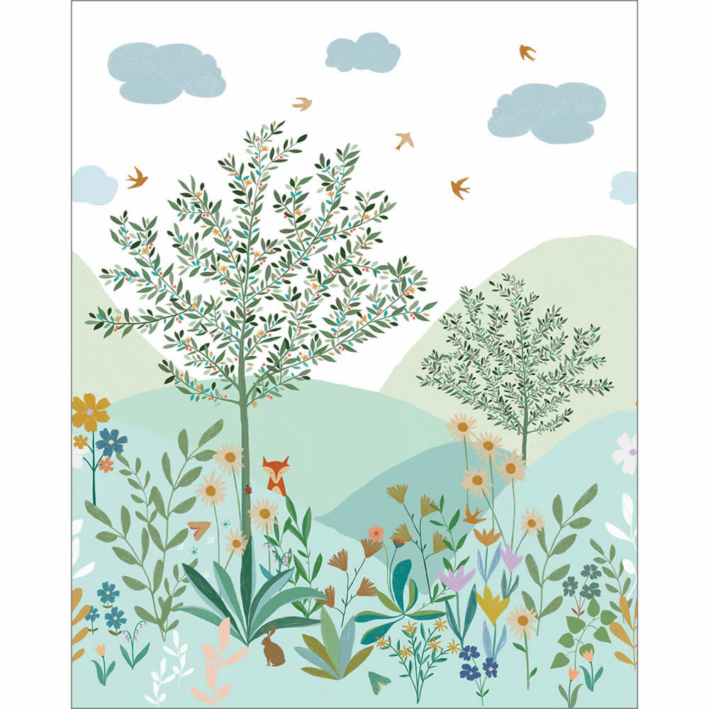 Wandbild 2,00 x 2,50 m Blumenwiese Vögel Landschaft bunt LGG105120705