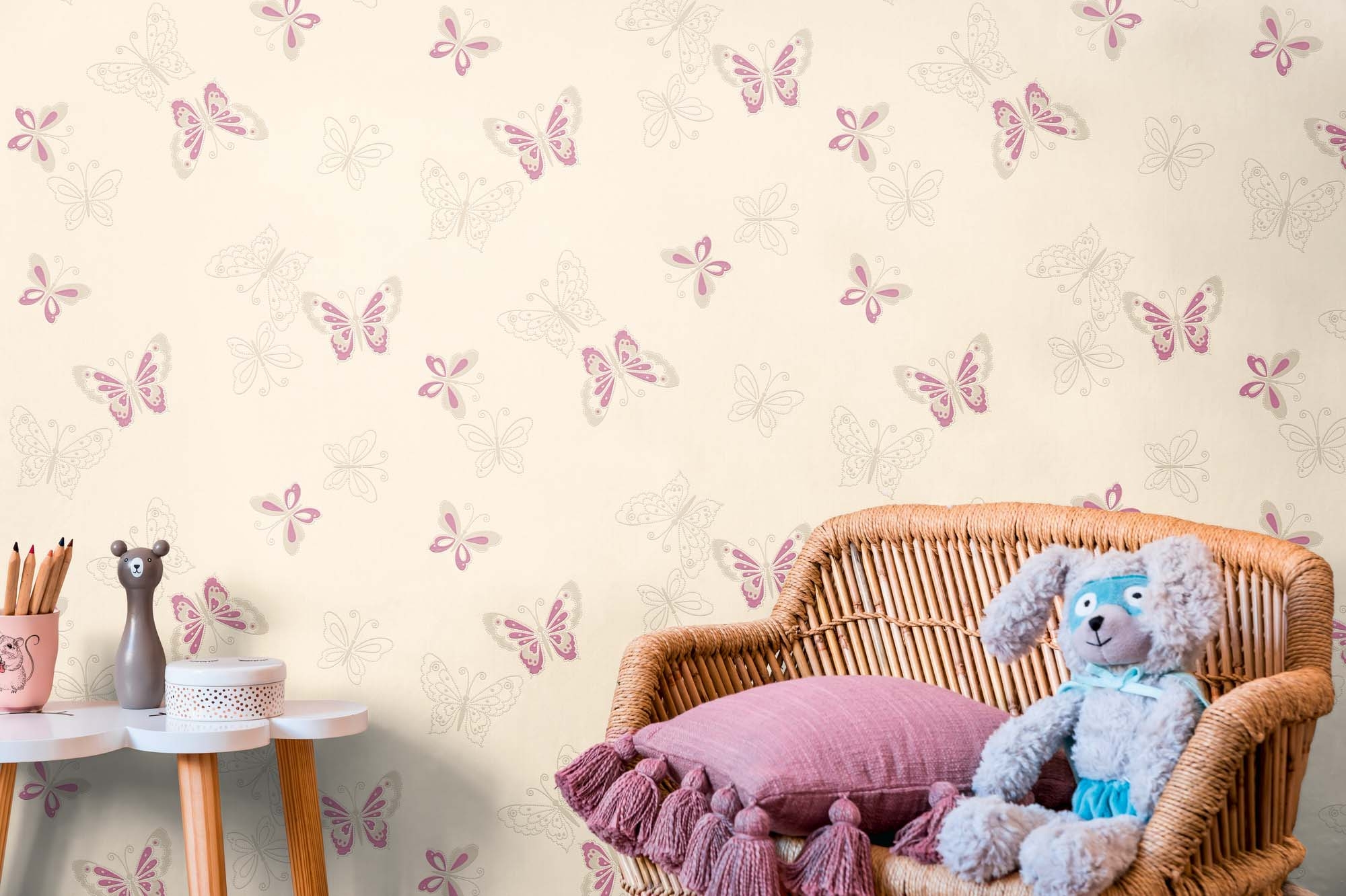 Tapete Schmetterling Tapete lila creme Vlies 347651