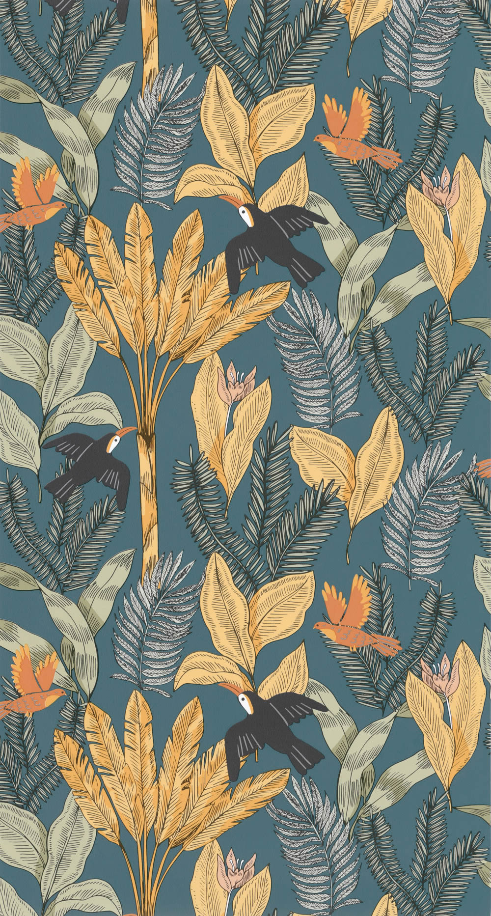 Dschungelmotive Kindgerechte Motivtapeten petrolblau Caselio - Autour du Monde ADM103496043