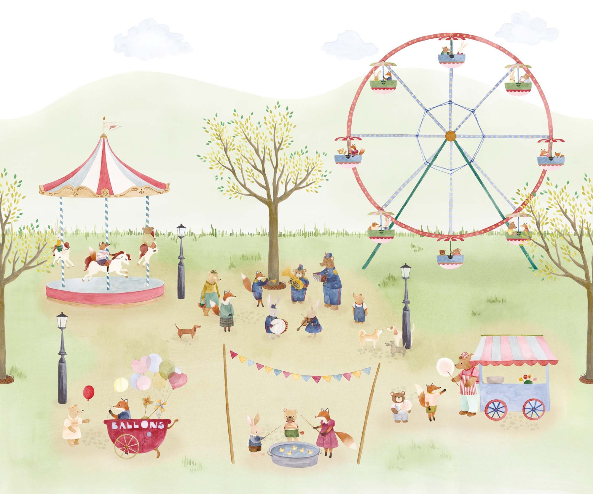 Wandbild Jahrmarkt mit Riesenrad 300 x 250 cm OUTT202997207NW