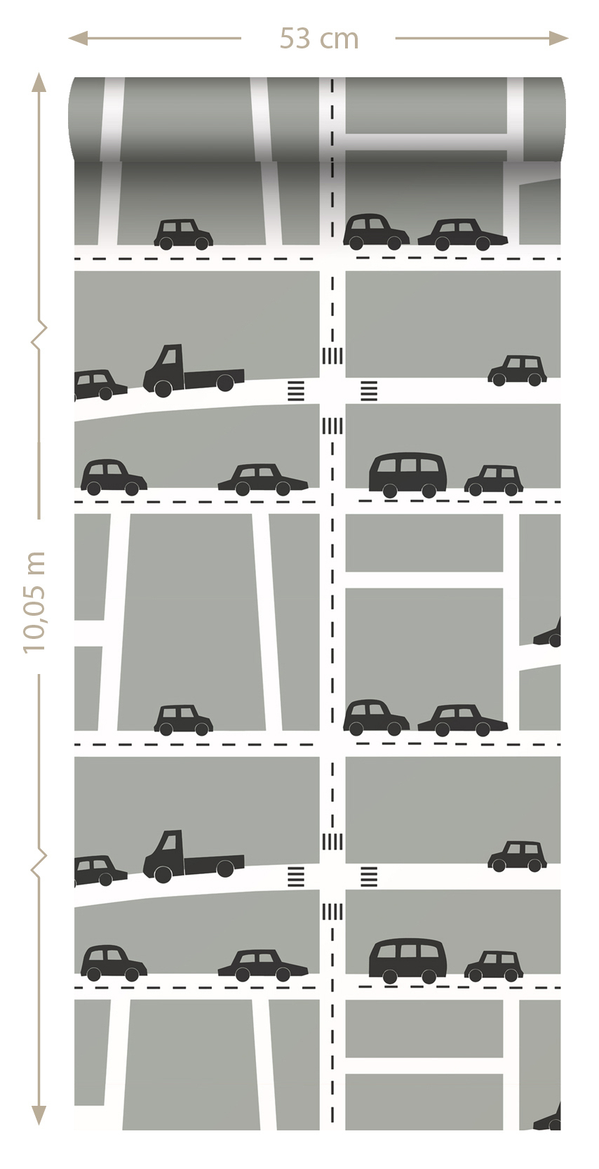 Straßen Tapete Autos Fahrzeuge Vlies grau 139282