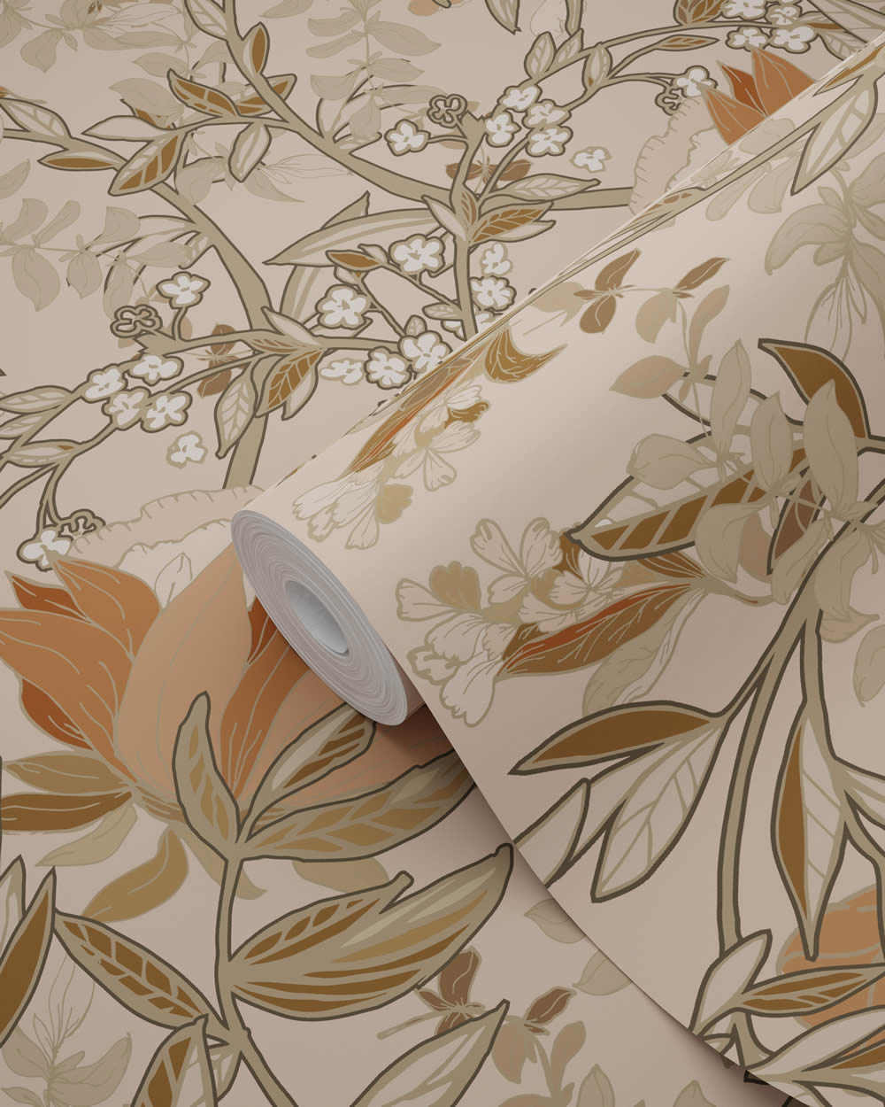 Tapete Jugendstil Blumen Blattranken Terrakotta Vlies 139460