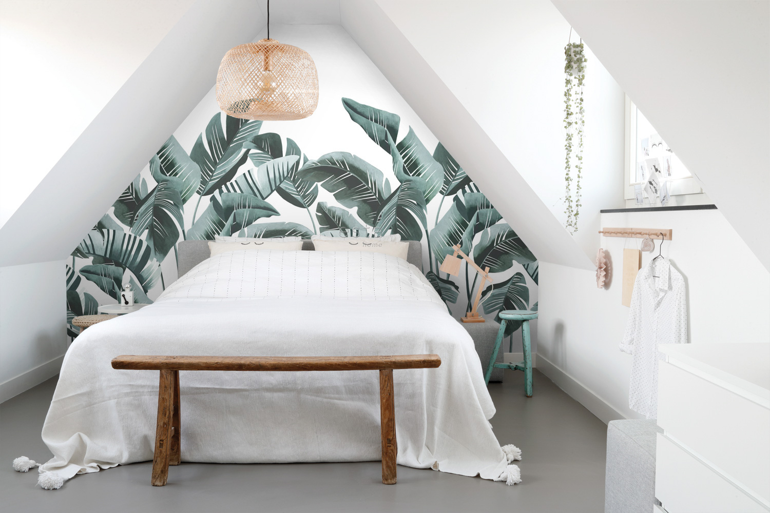 Wandbild Bananenblätter exotisch türkis 200 x 279 cm 158898