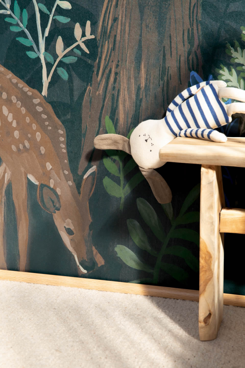 Deer and Raccoons Black Mural Caselio - La Foret Texdecor FRT102980199-36-FRT102980199