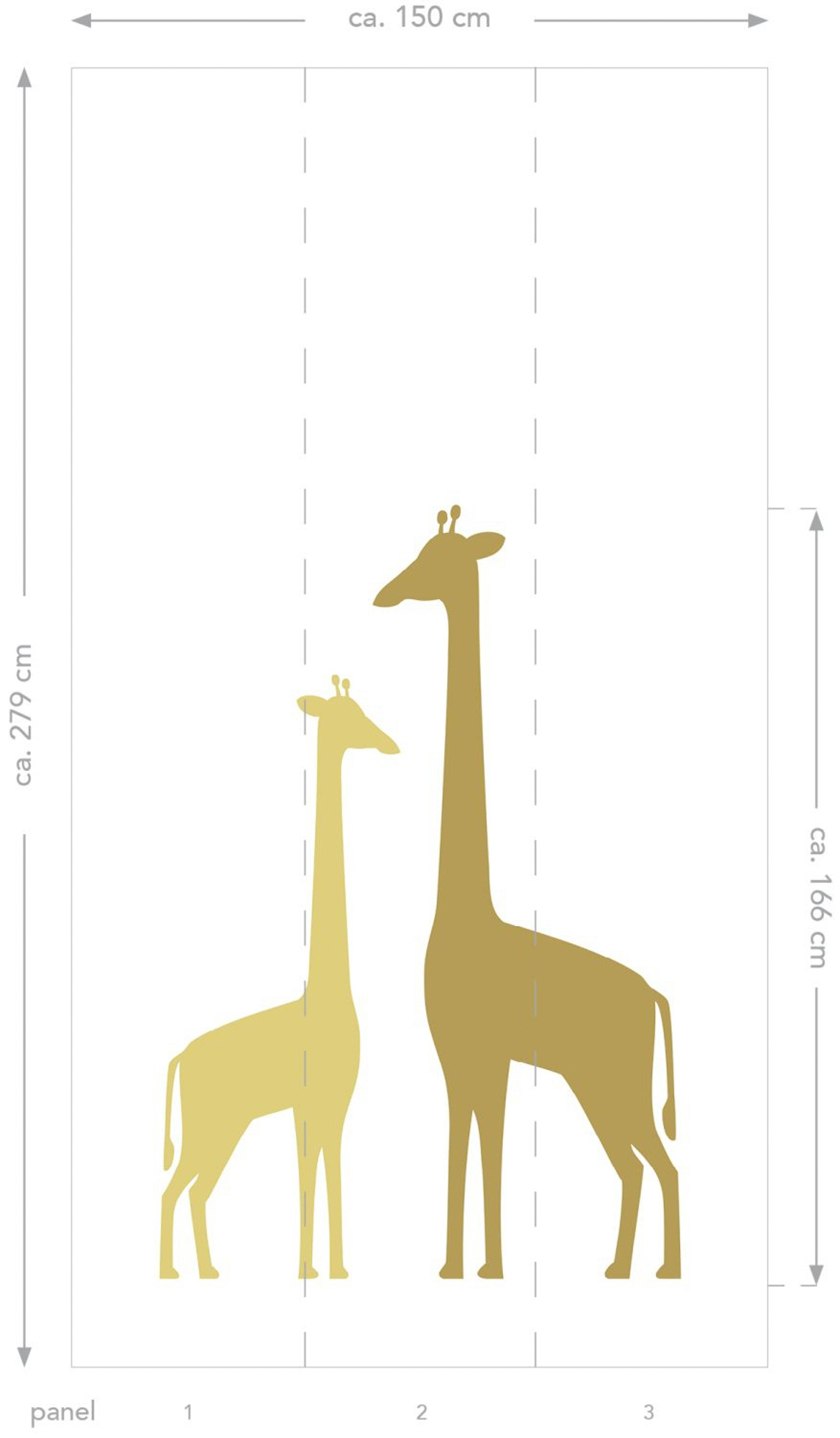 Wandbild Giraffen senfgelb weiß 150 x 279 cm 158925