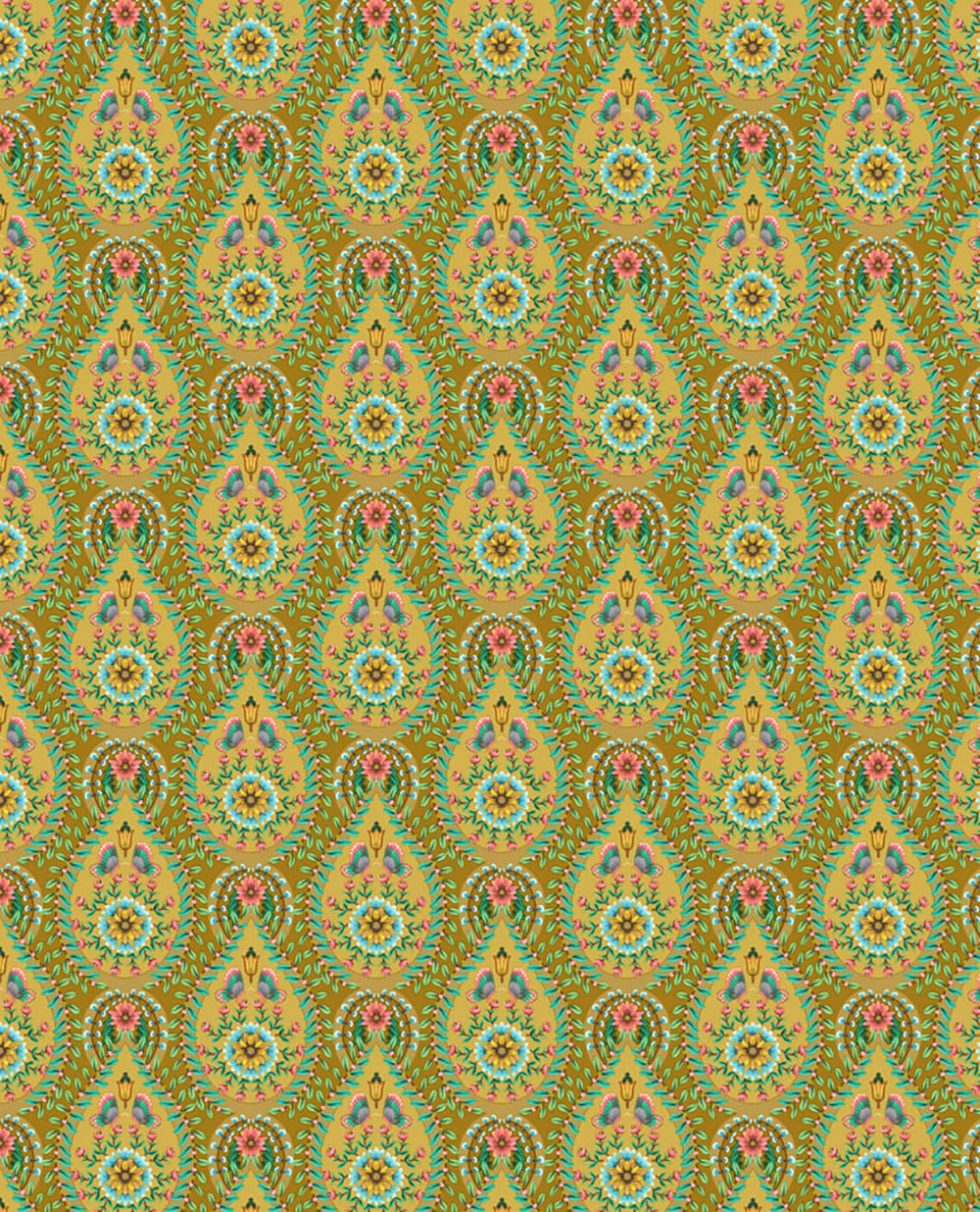 Tapete Ocker Blumen Tropfen Muster Pip Studio 5 300151