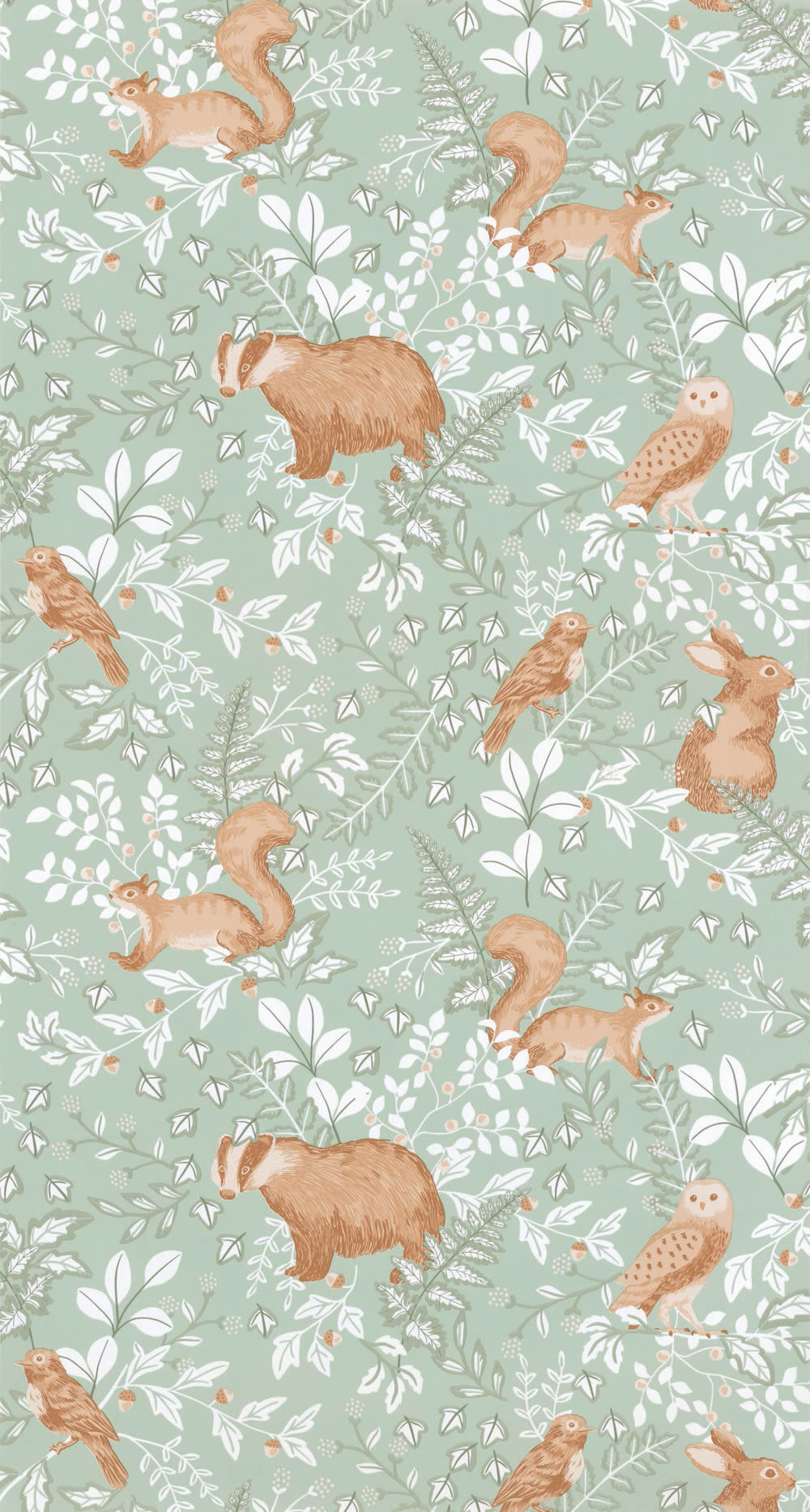 Tiere im Wald Tapete braun und grün Caselio - Autour du Monde Texdecor ADM103547023