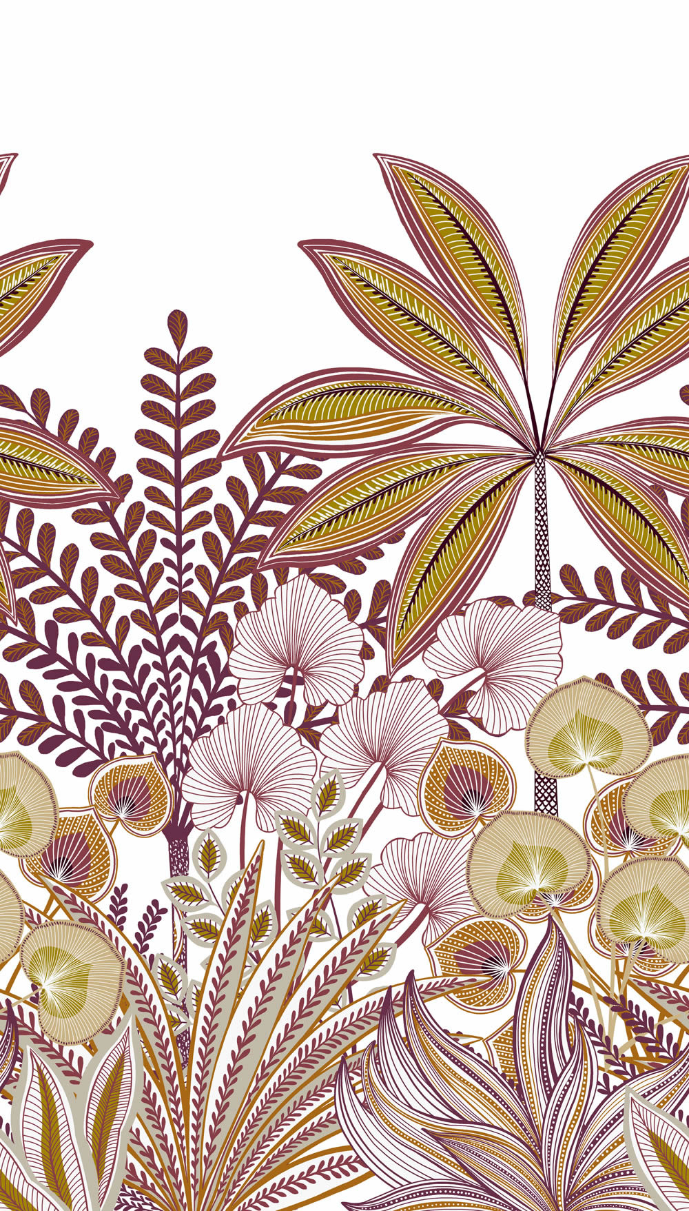 Wandbild 1,59 x 2,80 m bunte Blätter Muster Weiß A67701