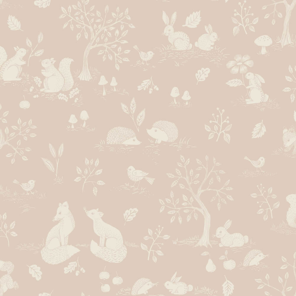 Blassrosa Vliestapete Waldbewohner Grönhaga Rasch Textil 044127-23-044127.1M