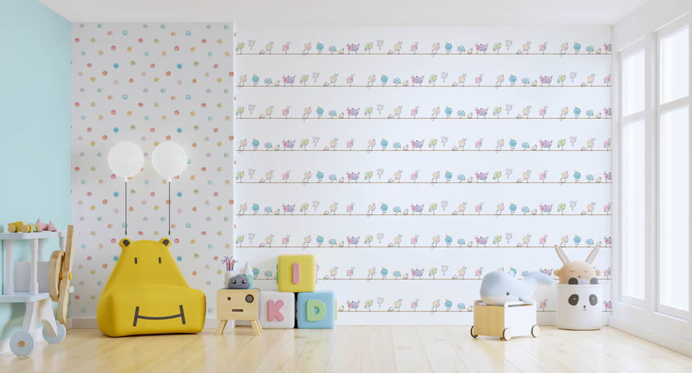 colorful birds animals wallpaper white and colorful Little Love AS Creation 381371-8-381371.1M
