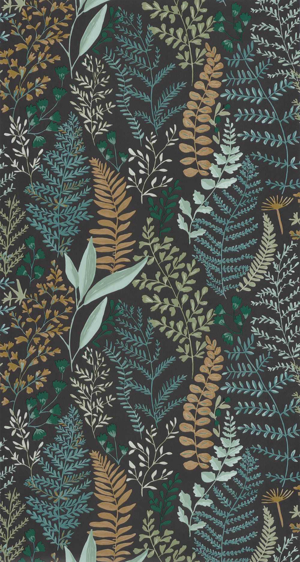 Colorful and black wallpaper plants Caselio - La Foret Texdecor FRT102927927-36-FRT102927927.1M