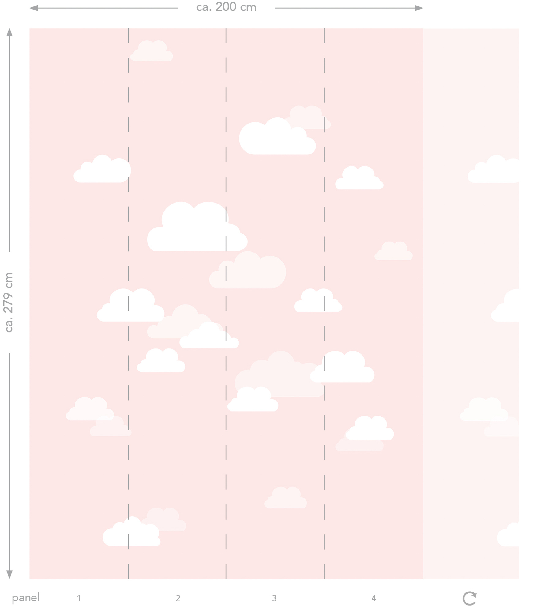 Wandbild Wolken rosa 200 x 279 cm 158843