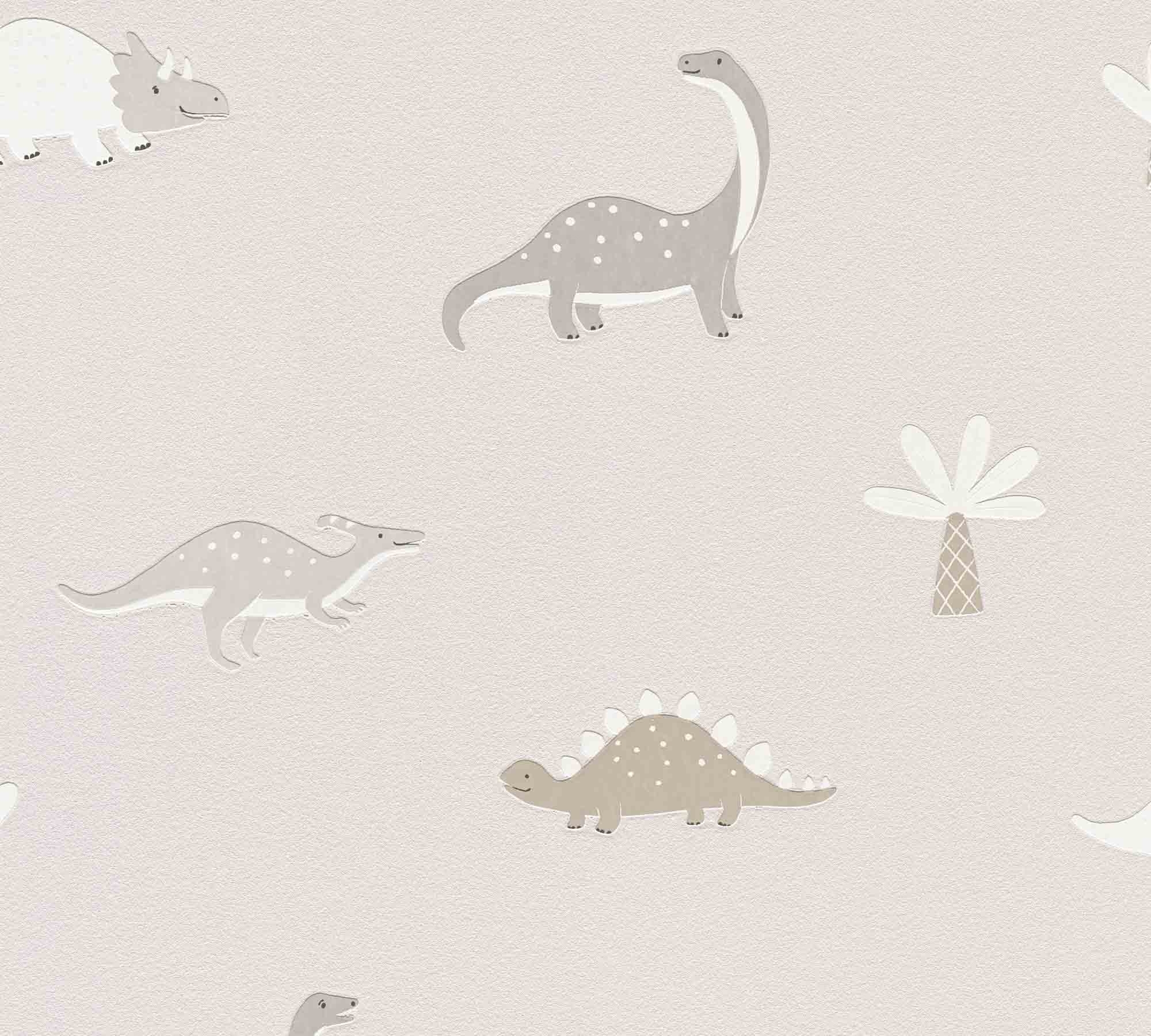 Tapete Dino Tapete Dinosaurier grau Vlies 792571