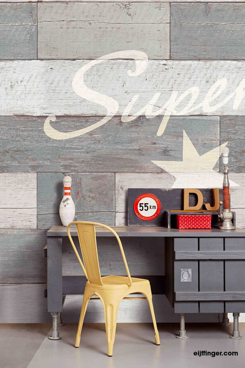 Mural Gray wood look super-55-364183