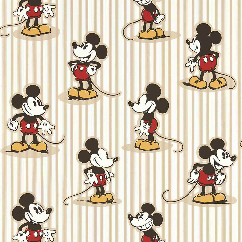 Vliestapete Micky Maus Disney Streifen weiß beige DDIW217273-60-DDIW217273.1M