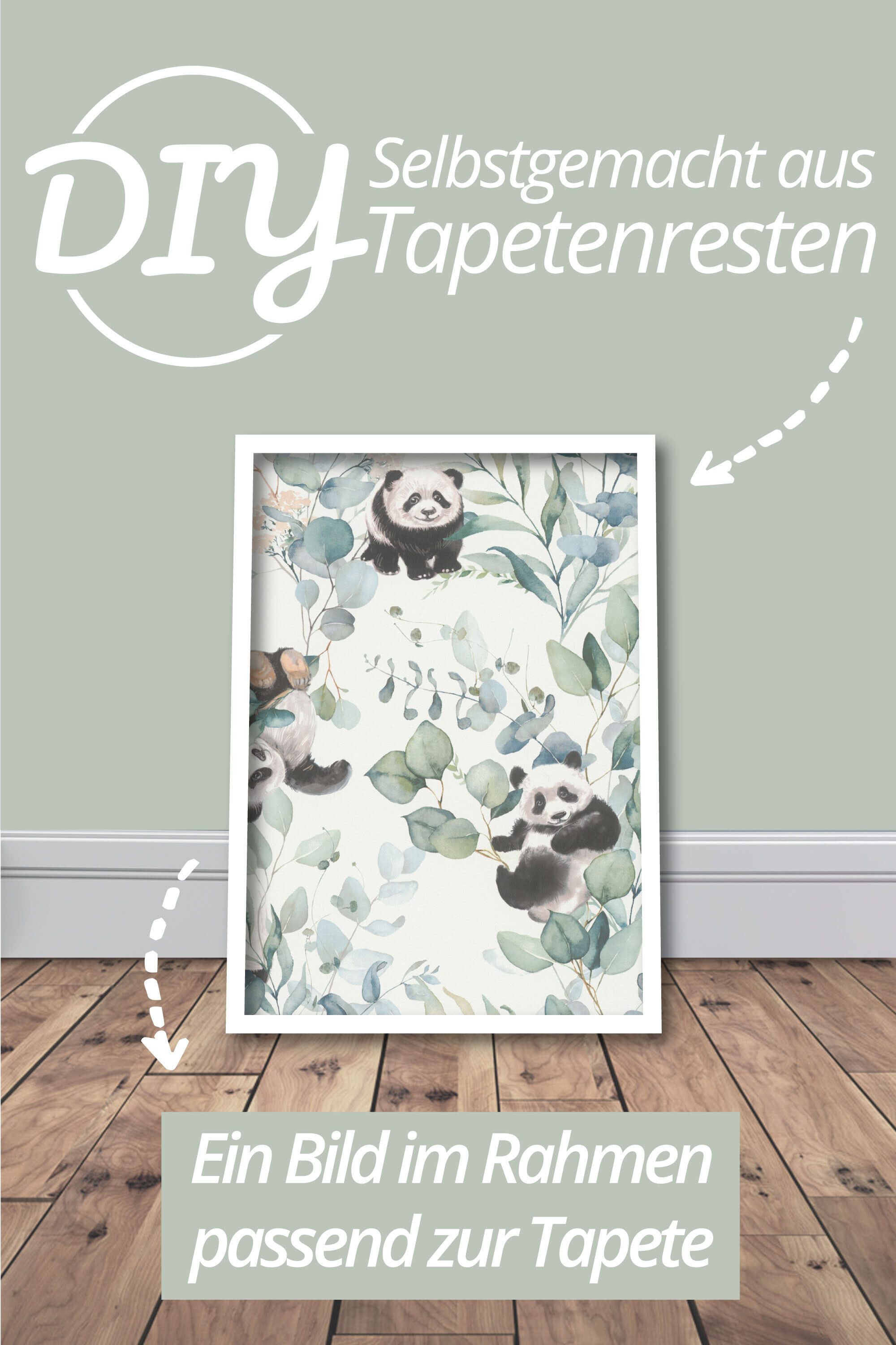 Vliestapete Eucalyptus Pandabären pastellfarben Grün Kids World Rasch 301144_L-7-301144.1M