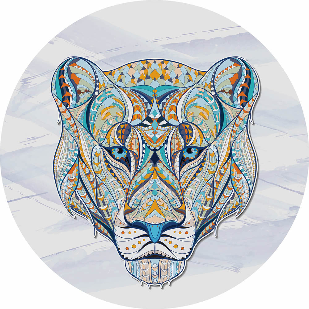 Wandbild rund Wildkatze Löwe vorgekleistert 100 x 100 cm