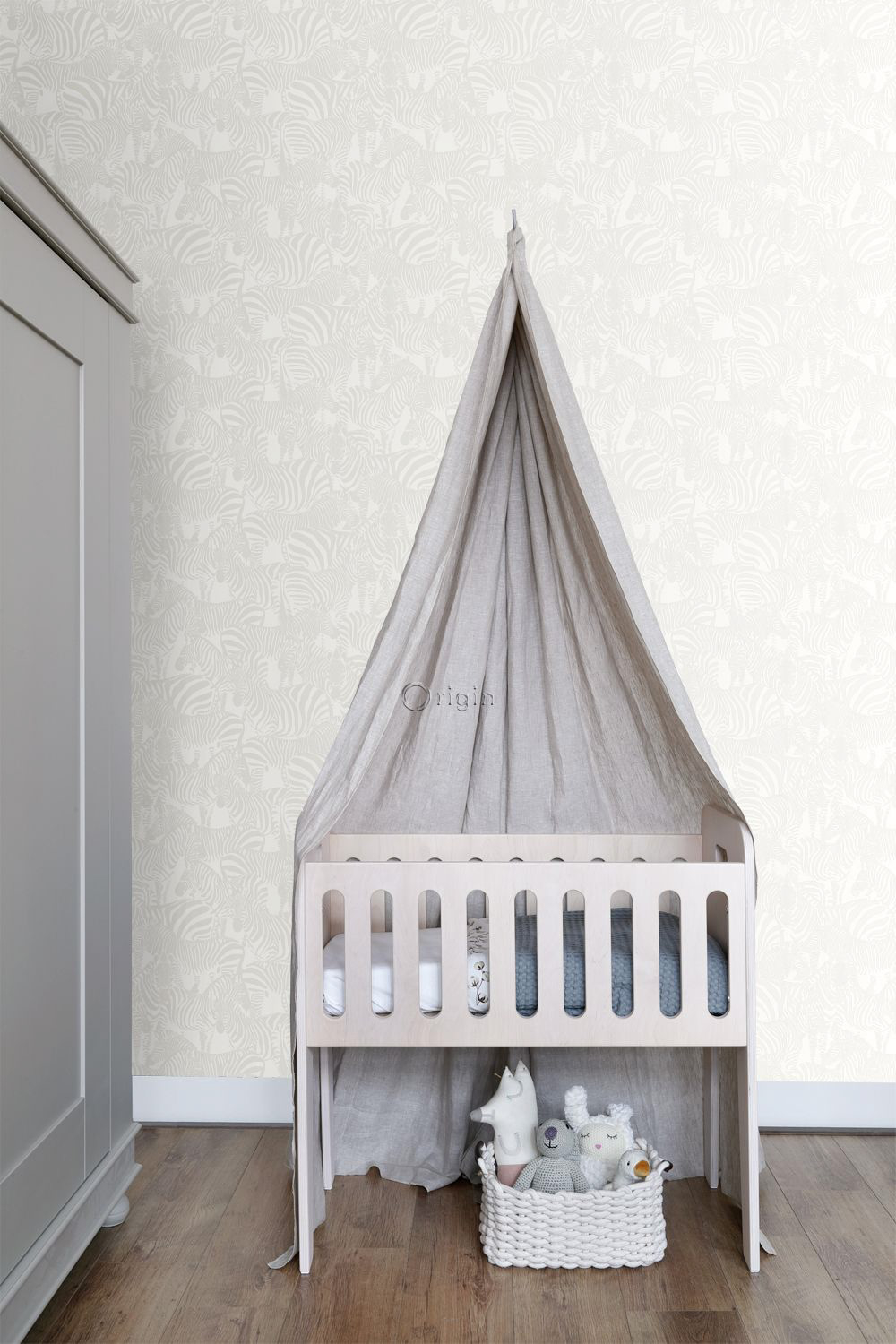 Tapete glänzende Zebras creme weiß Vlies 346836