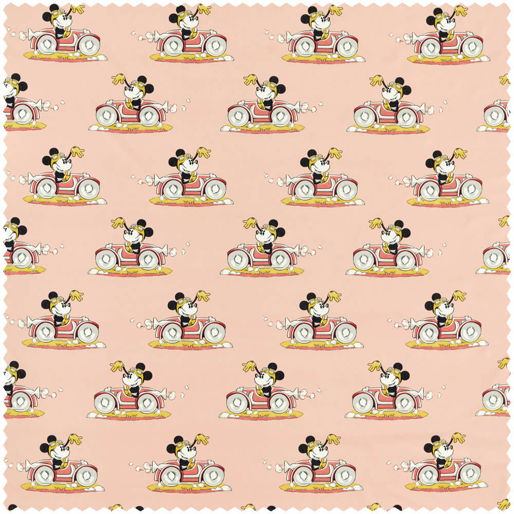 Dekostoff Minnie Maus im Oldtimer Disney rosa DDIF227147