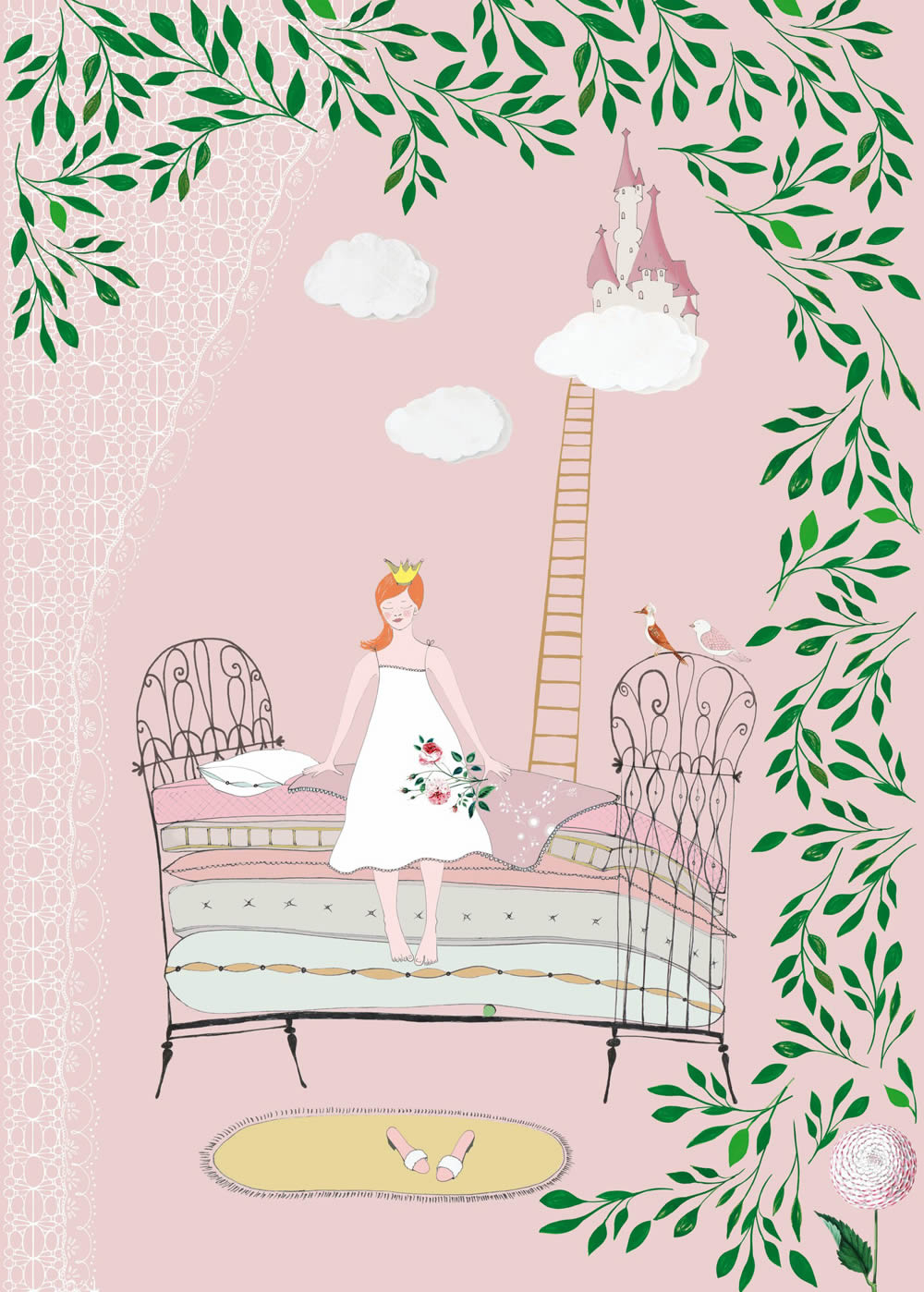 Wandbild Prinzessin Märchen Schloss rosa 557347