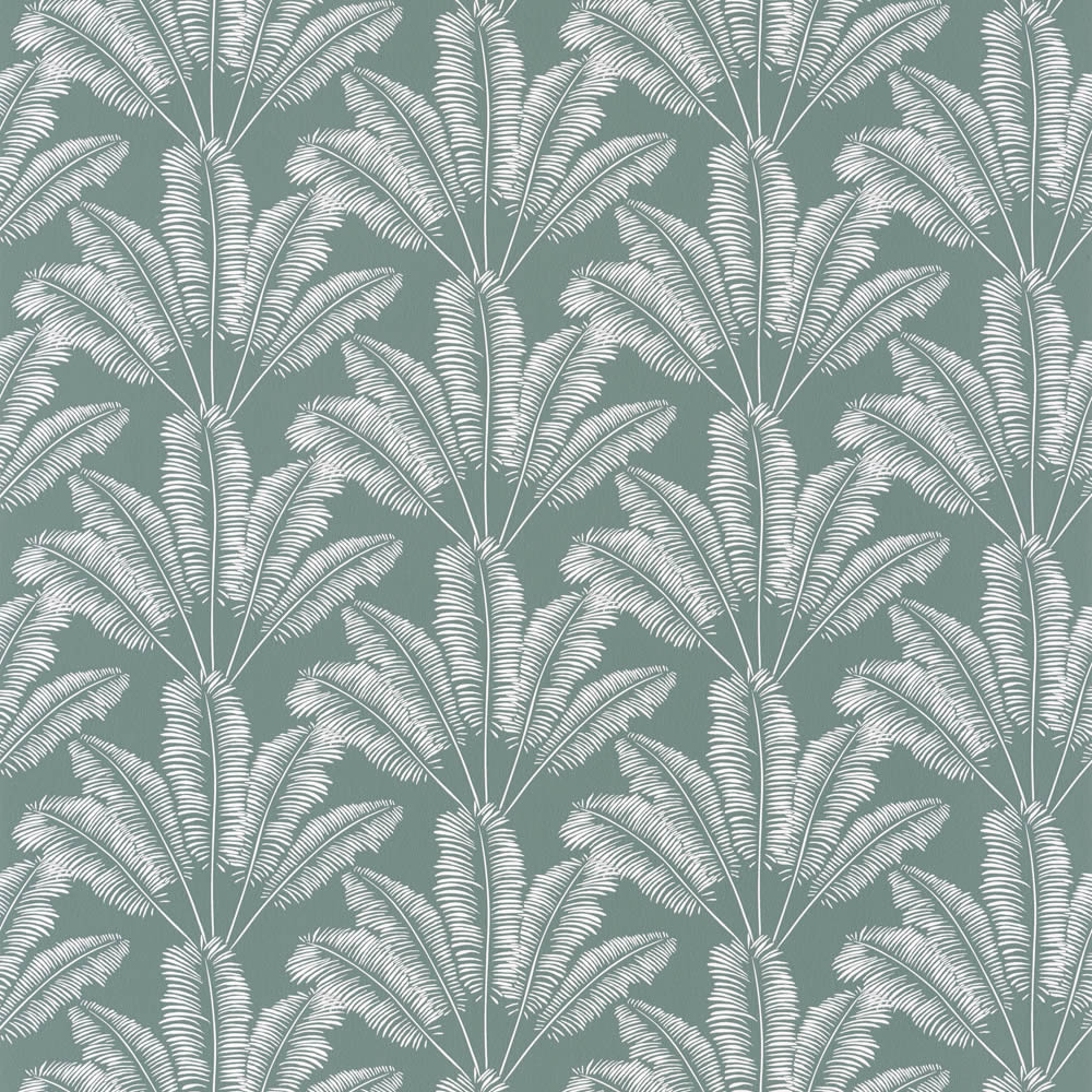 Non-woven wallpaper blue green white leaves OUP101947127-36-OUP101947127.1M