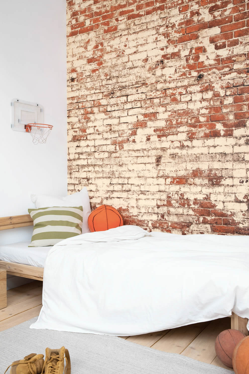 Rustic wall look red and cream mural Young and free YNF103438203-36-YNF103438203