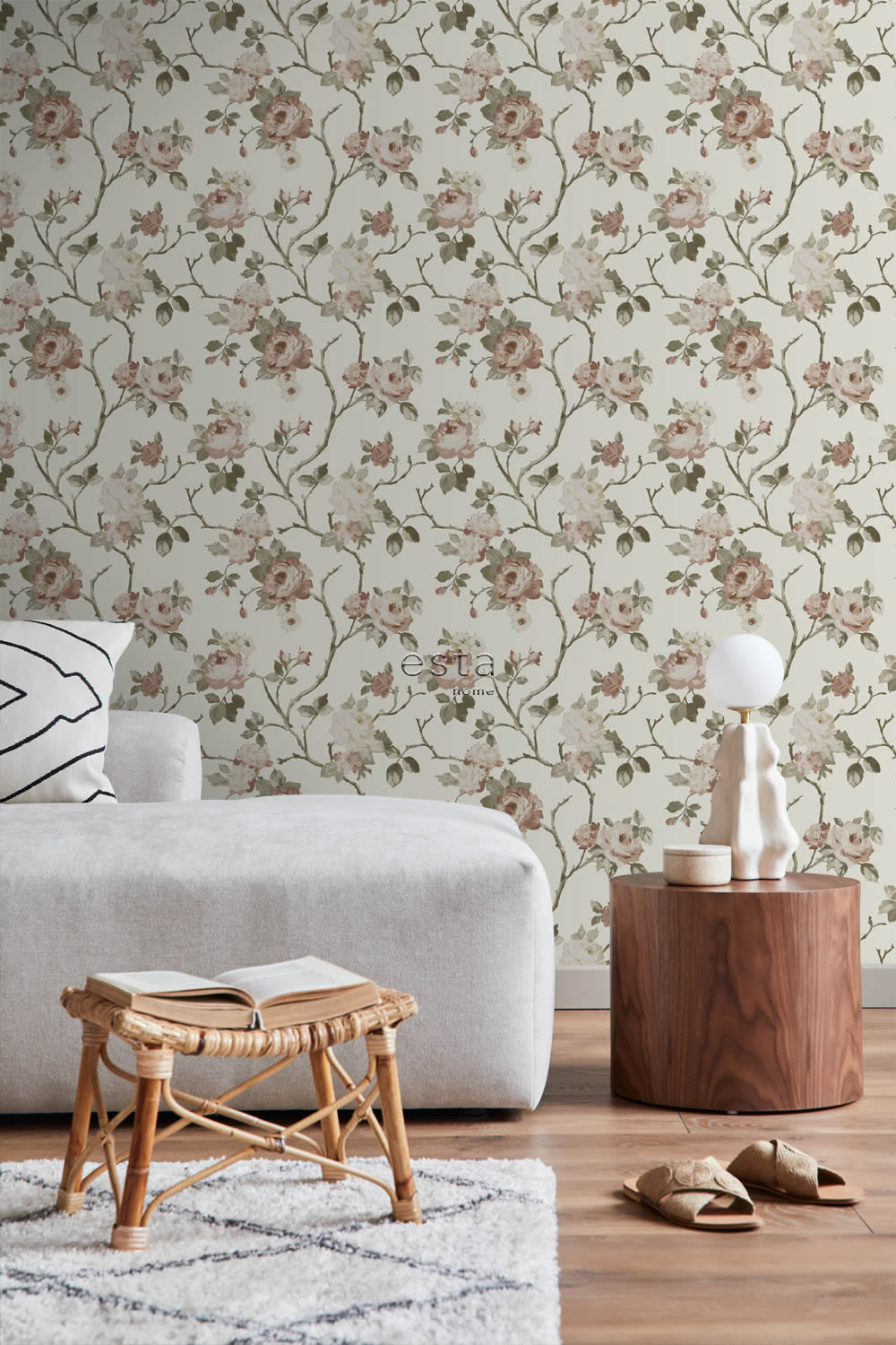 Tapete romantische Rosen vintage altrosa creme Vlies 139406