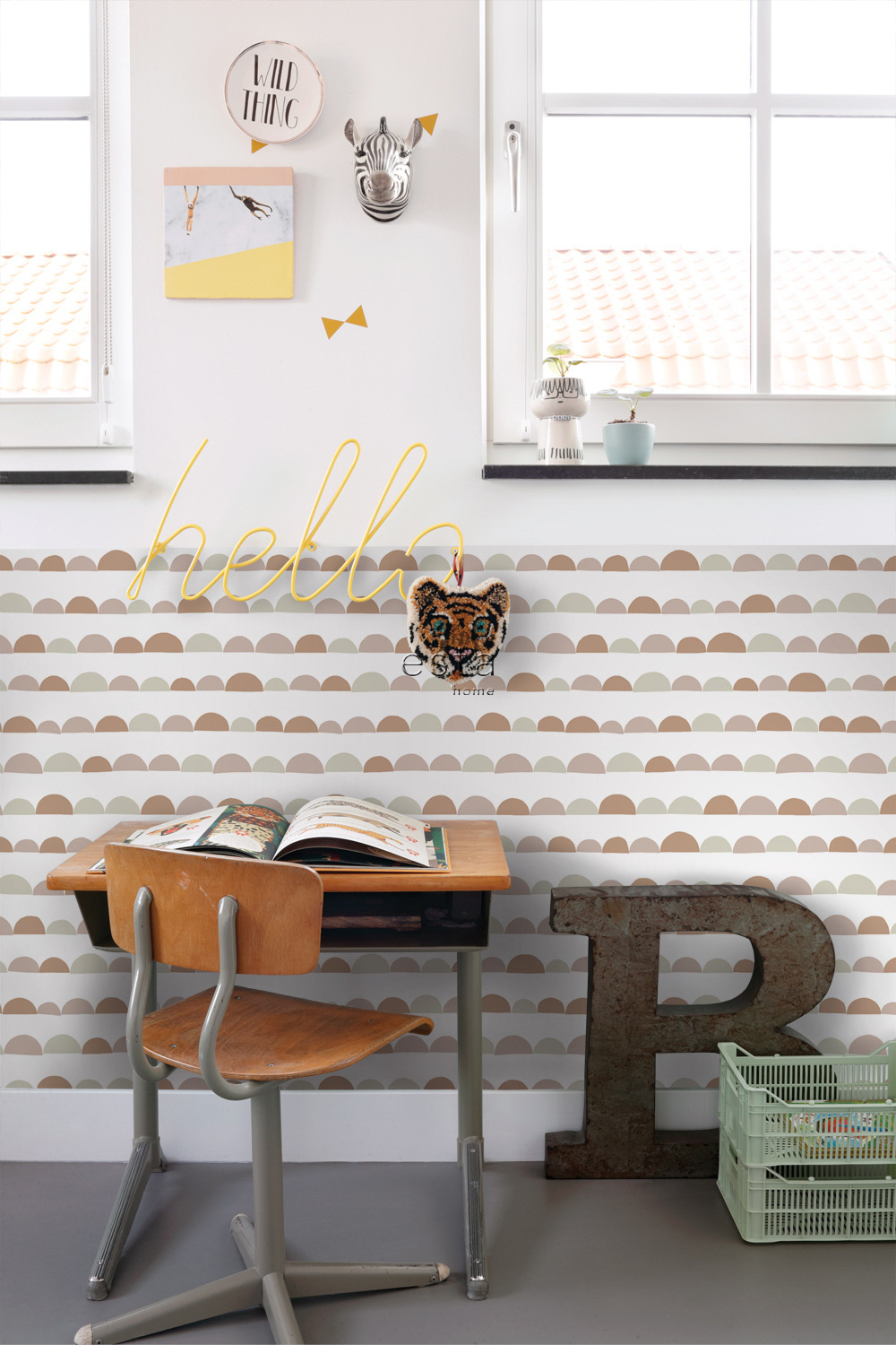 Grafiktapete Halbkreise pastellfarben Vlies weiß 139266