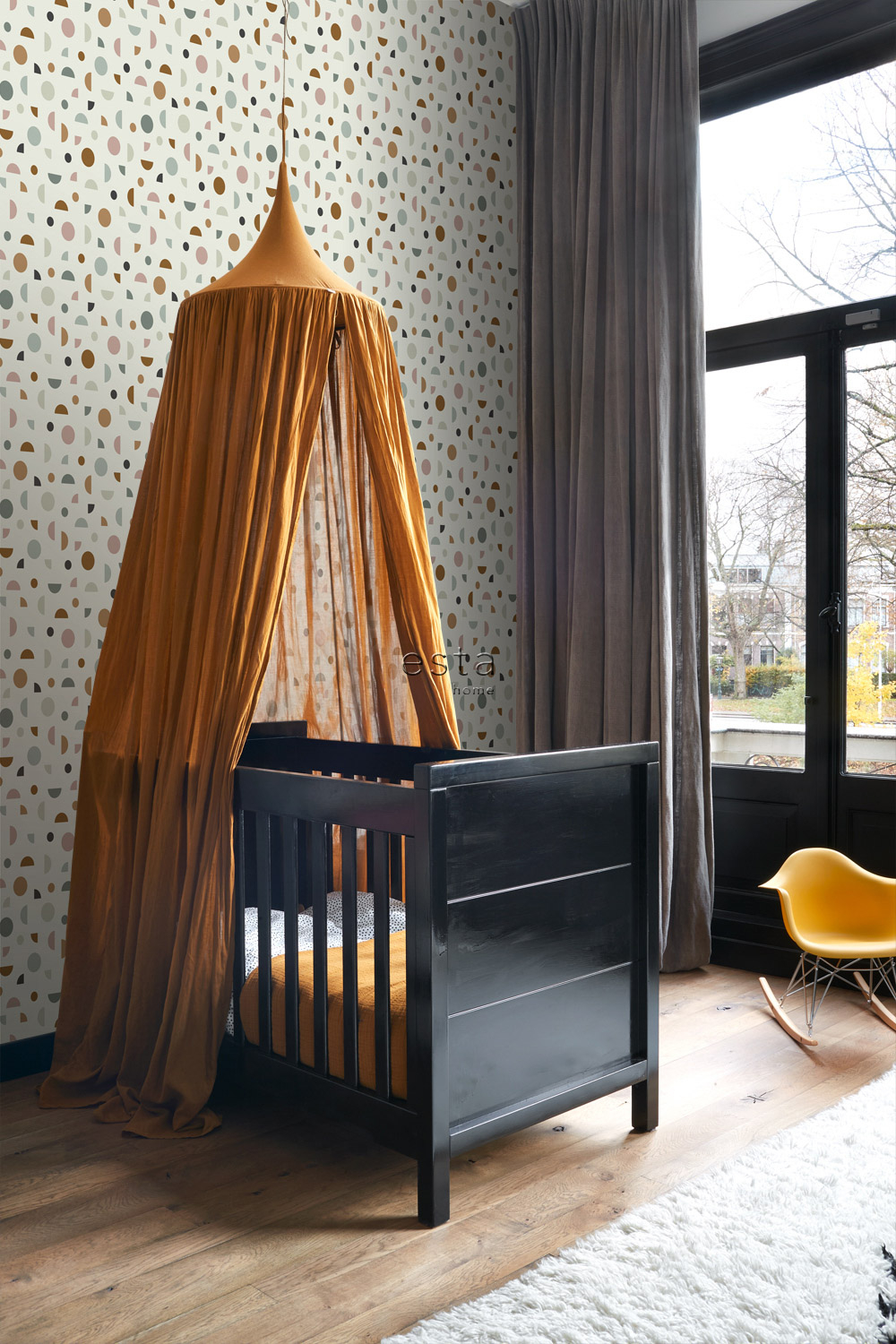 Grafiktapete bunte Formen Kreise Halbkreise Vlies beige 139277