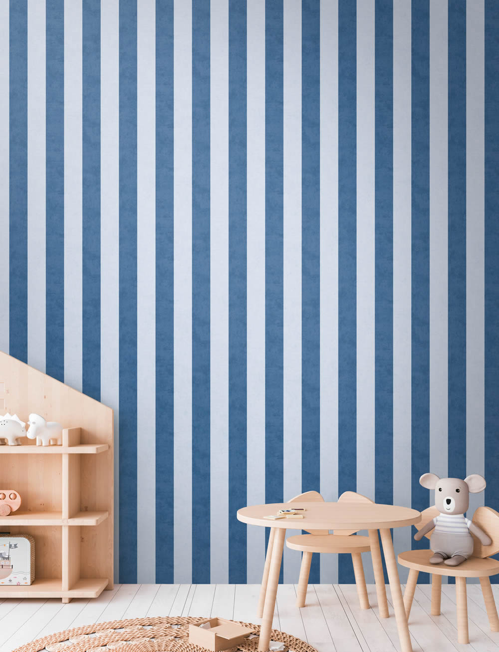 Streifentapete Vlies wolkige Oberfläche glatt matt blau 770785-8-770785