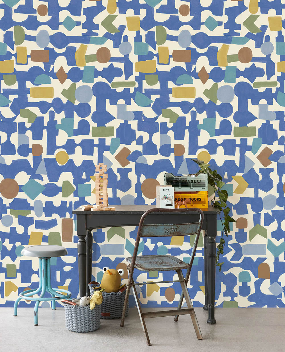shapes motifs mural blue and brown Explore Eijffinger 323103-55-323103