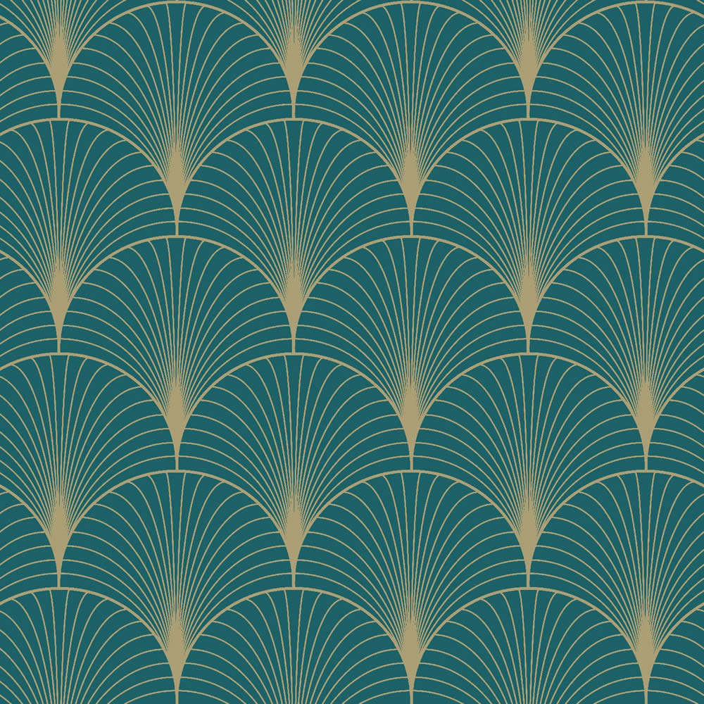 Tapete mit geometrischen Bögen Art Deco petrol Vlies 139230