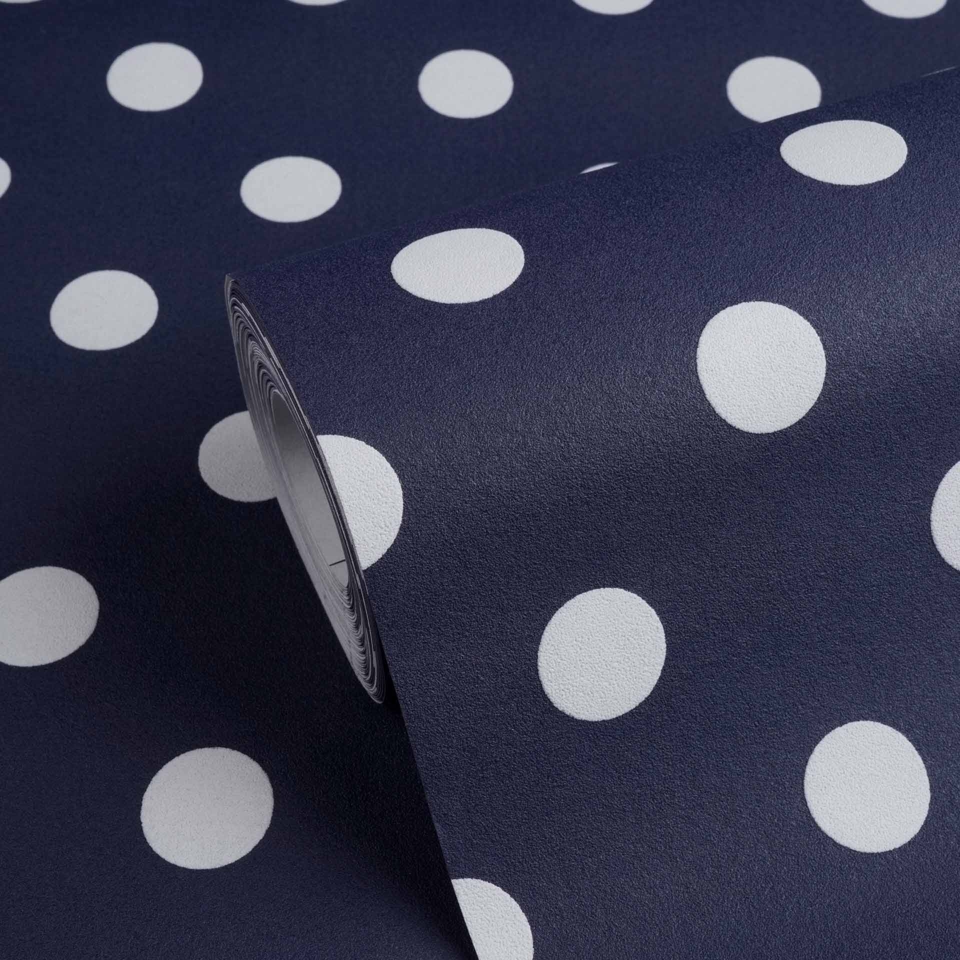 Tapete Punktetapete Polka Dots marineblau weiß Vlies 363368